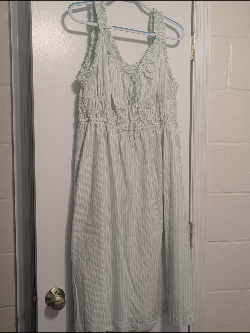 Old Navy Light Mint Green Striped Midi Dress